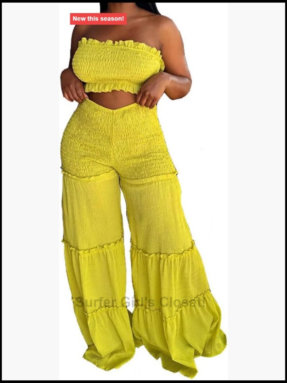 Sleeveless Tube Crop Top and Wide Leg Pant Set - Summer 2 Piece Outfit